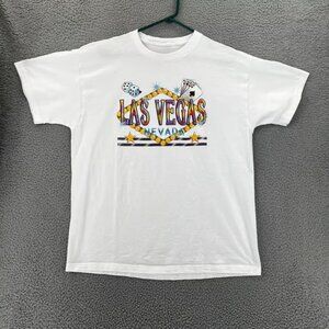 Vintage Y2K Las Vegas Nevada Graphic Tee White Retro Tourist Shirt